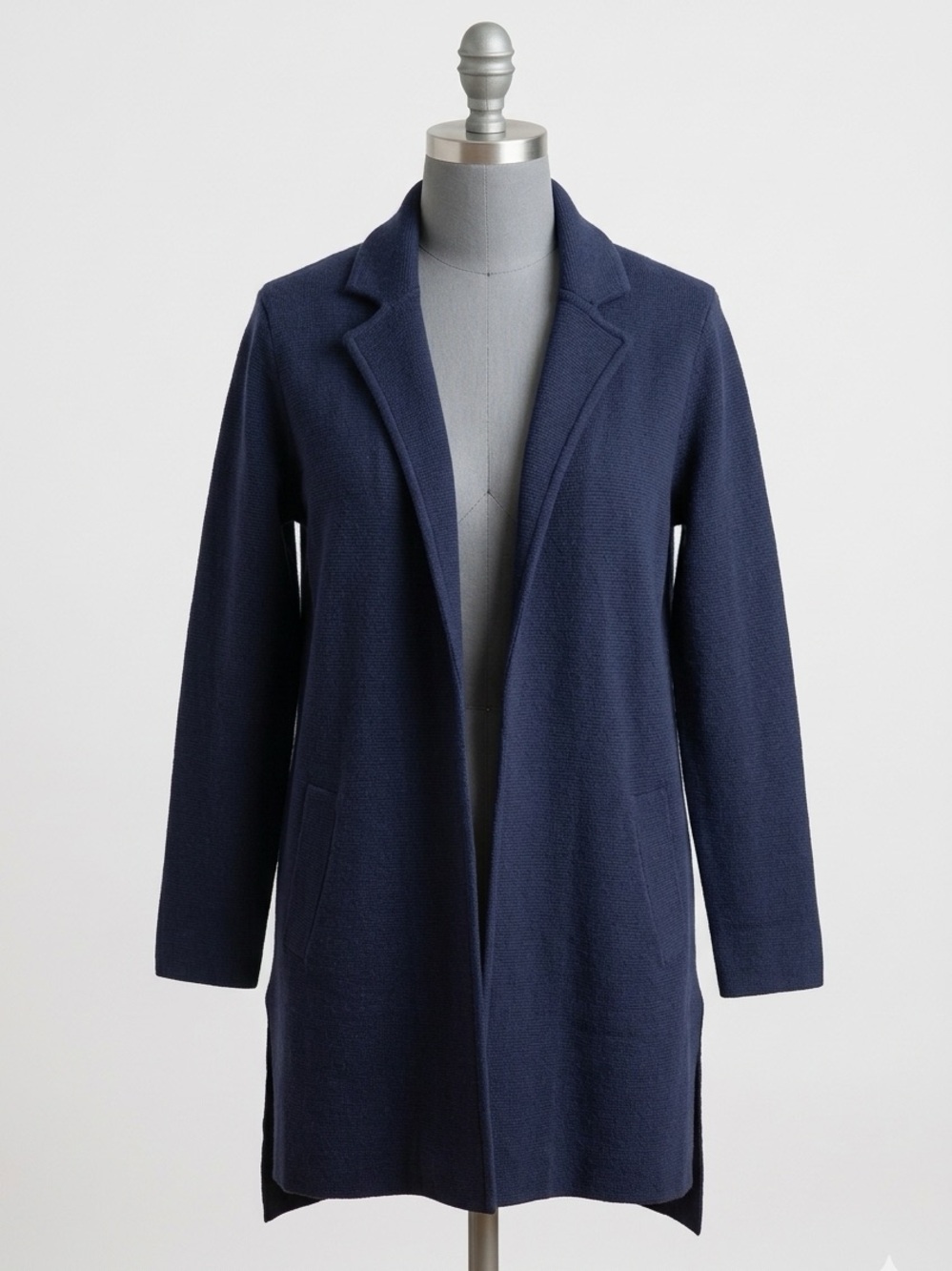 J.Crew Sophie Open Front Sweater Blazer Navy Blue Knit Cardigan Small L0498